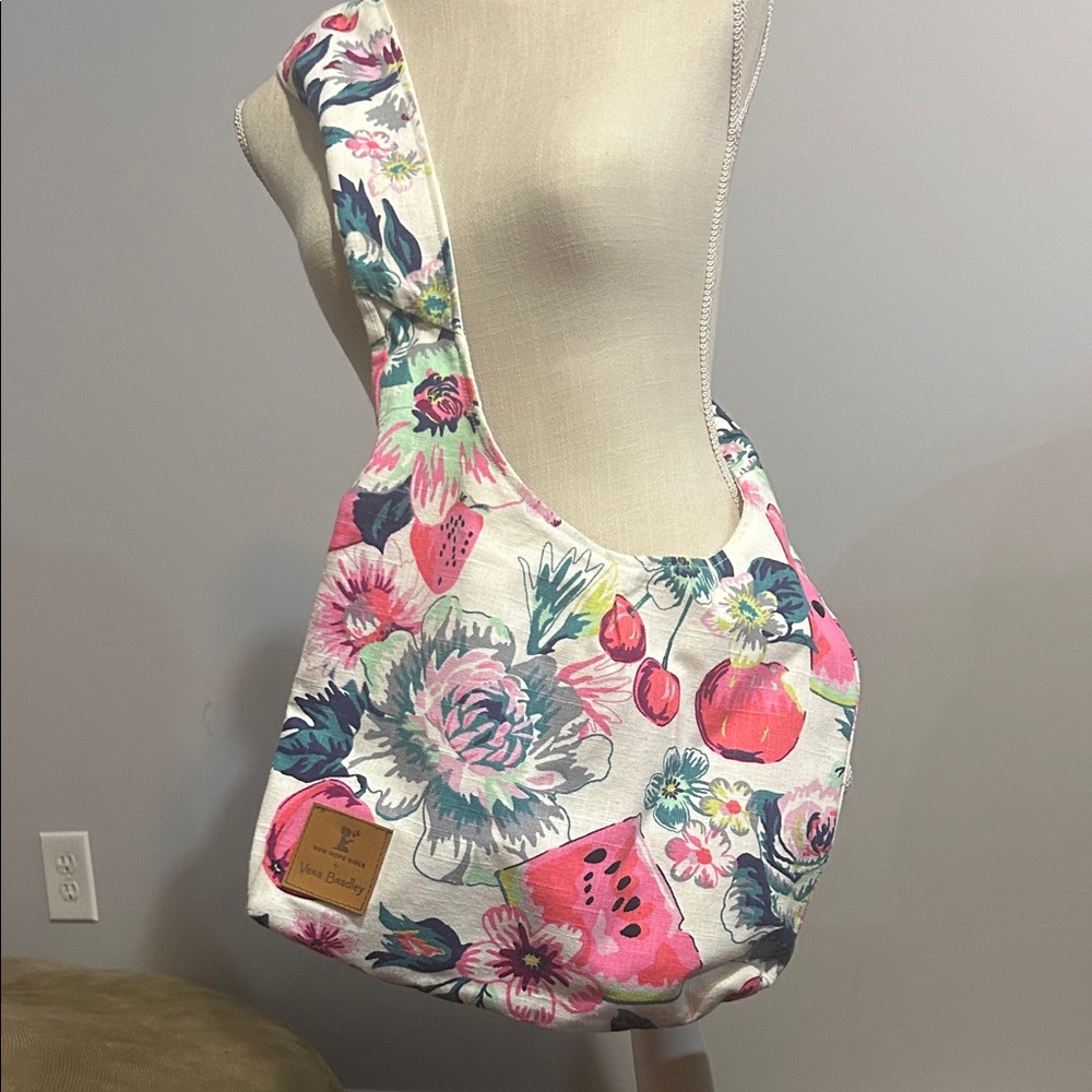 Vera Bradley Floral Shoulder Bag in Pink and Cream
